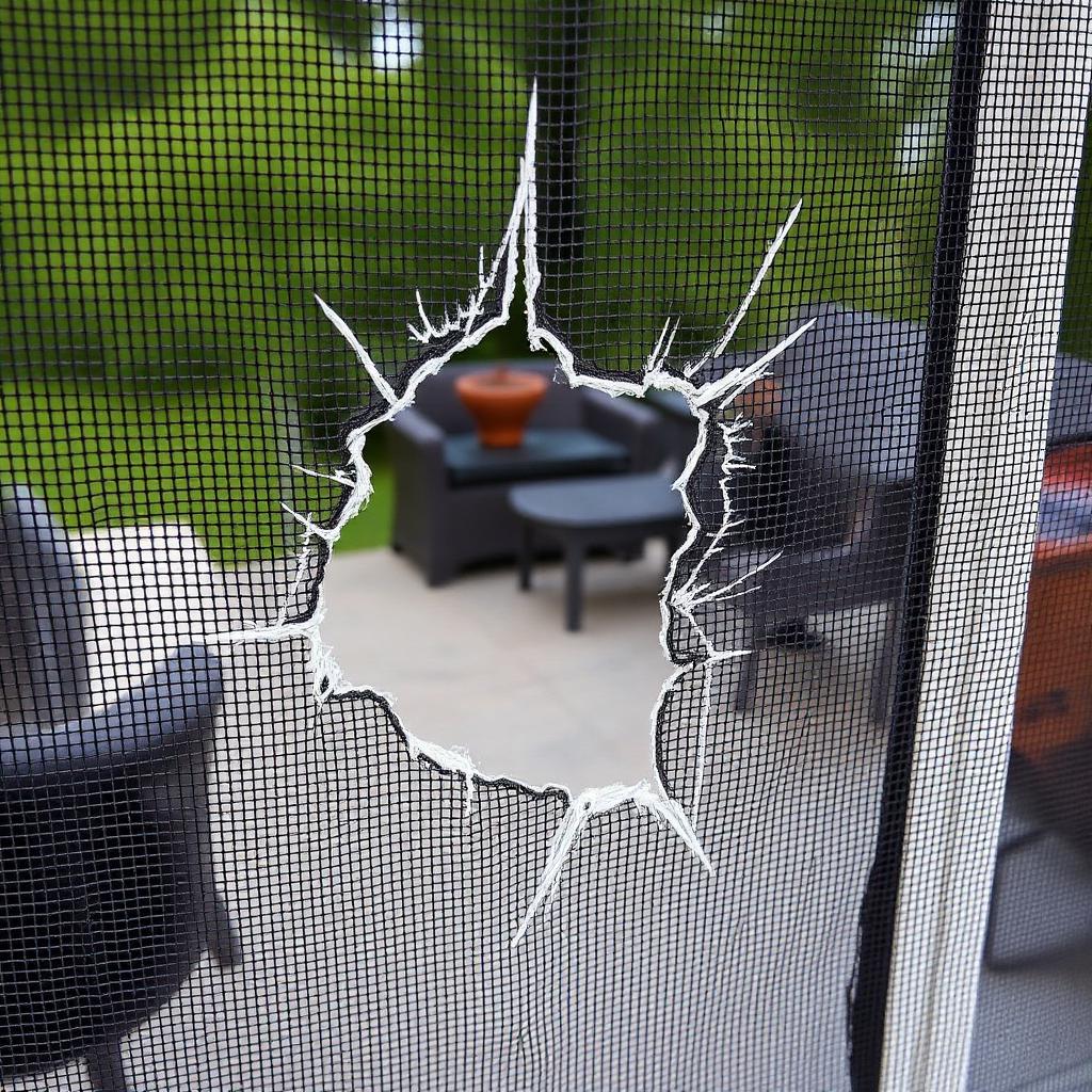 BEFORE - Ripped mesh letting bugs and debris through.